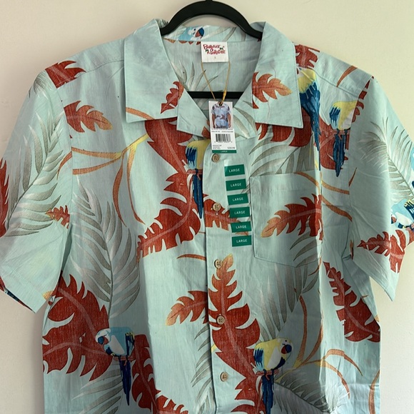 NWT Barefoot In Paradise Blue Hawaiian Button Down Shirt - Picture 3 of 5